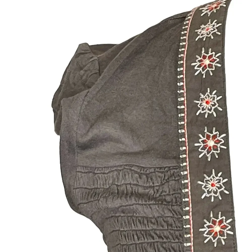 Free People Size XS Minidress Lace Up Bodice Embroidered Smocked Tiered NWT